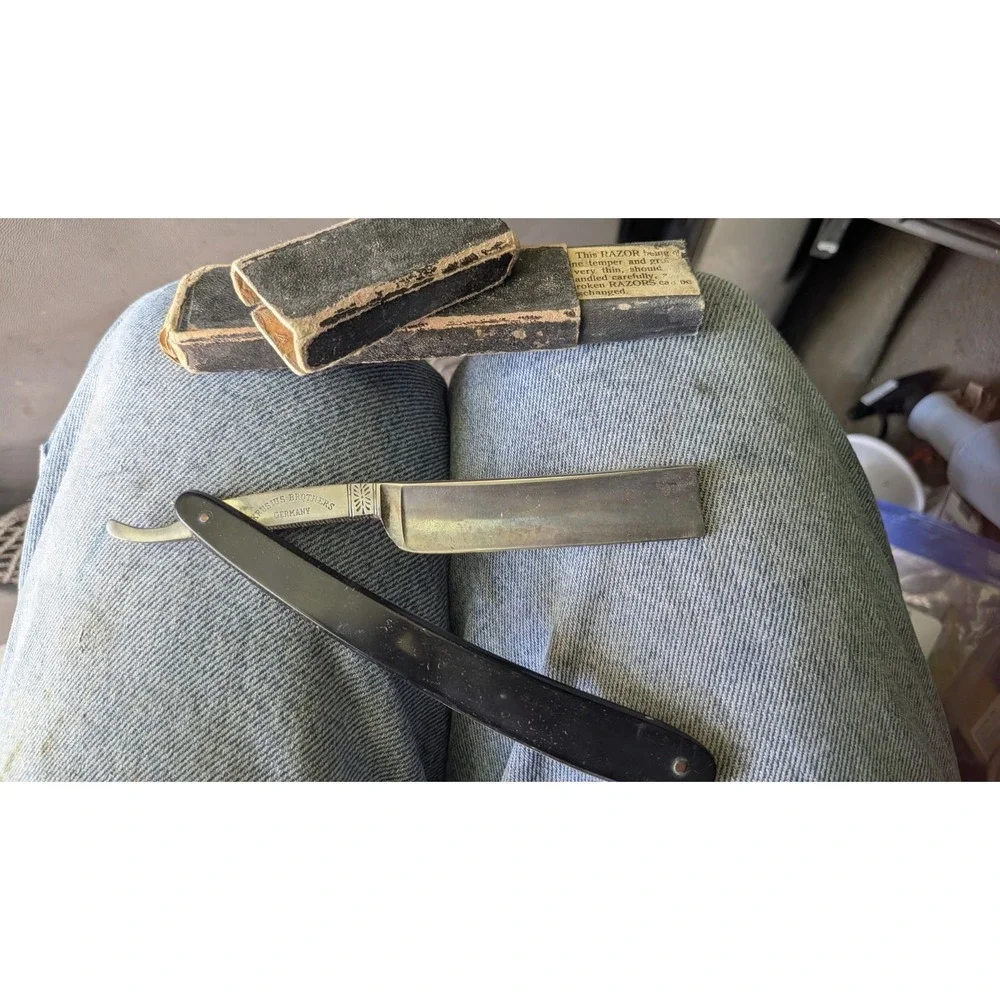 Vintage Krusius Brothers KB Extra 36 Straight Razor Solingen Germany with...